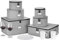 6pcs Hard Shell China Storage Containers for Cups and Mugs, Wine Glasses and Plates - Heavy Duty Dinnerware Storage