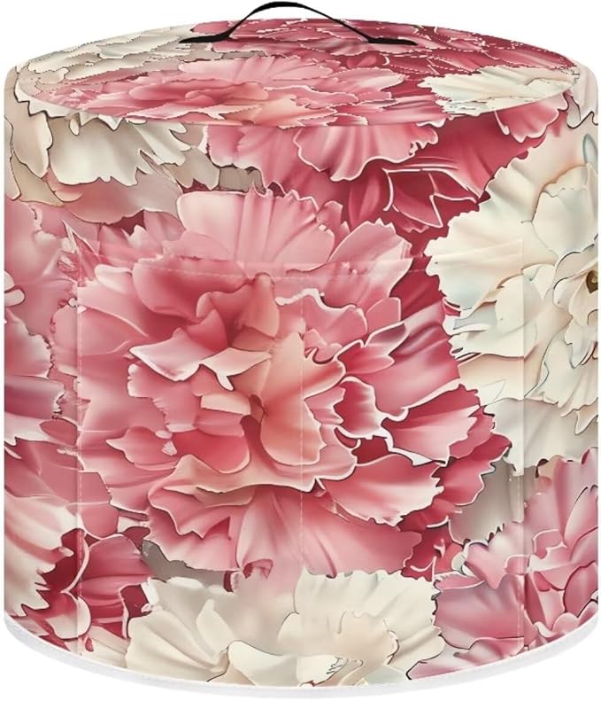Pink Flower Dust Cover Instant Pot and Extra Accessories Dust Proof Easy to Clean Pressure Cooker Cover Electric Appliance Cover Air Fryer Accessories with Storage Pocket Size L