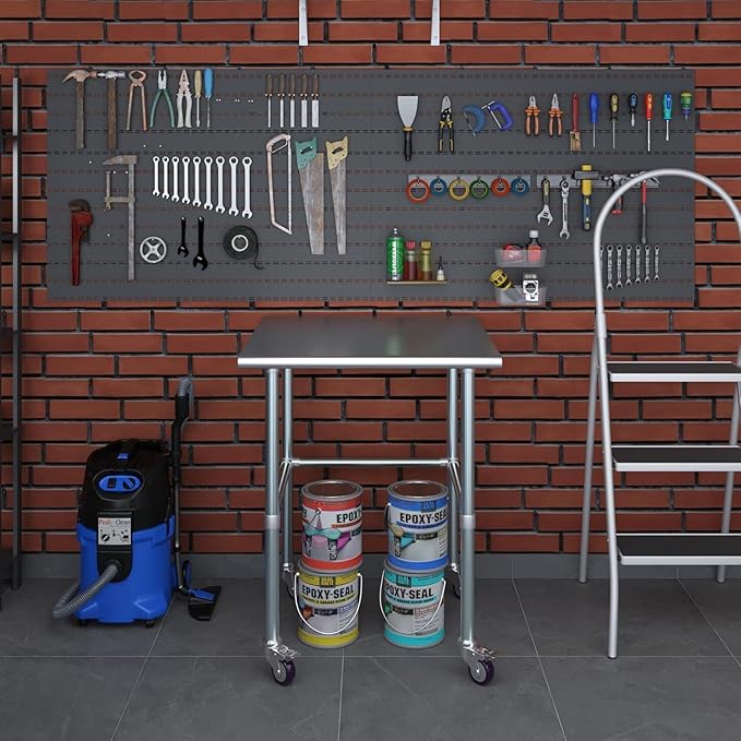 Stainless Steel Work Table Open Base & Wheels | Work Station | Metal Work Bench (Stainless Steel Work Table Open Base + Casters) (36" Long x 30" Deep)