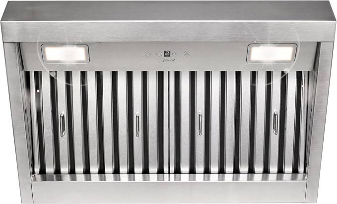 Akicon Range Hood Insert 30 Inch, Ultra Quiet, Powerful Suction Built-in Kitchen Vent Hood, Stainless Steel Ducted Stove Hood with Dimmable LED Lights Warm White, 4-Speed 600CFM