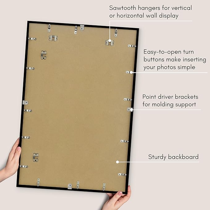 Americanflat 22x34 Poster Frame with Polished Plexiglass - Streamline Collection - Thin Border Picture Frame for Wall Display - Hanging Hardware Included - Black
