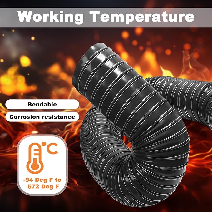 NOWBALL 2.5in Automotive Air Duct Hose, Length 2 Meter-6.6ft, 2.5" Silicone Flexible Cooling Ducting, 63mm High Heat Brake Exhaust Hose for Car, Garage, Dryer Air System Black