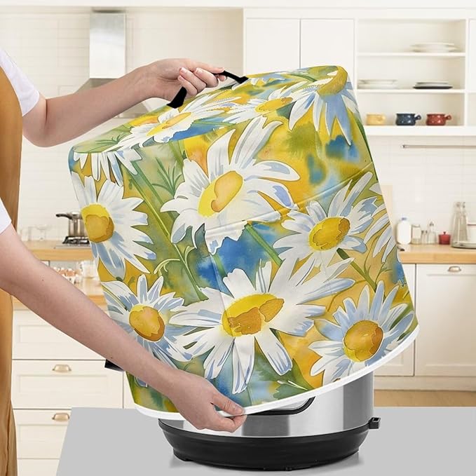 TODIYADDU Beauty Daisy Pressure Cooker Cover for Women Trendy Cover with Top Handle and Pocket Kitchen Appliance Cover Dust Cover for 3 Quart and Extra Present
