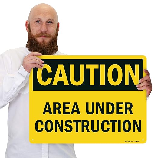 SmartSign "Caution - Area Under Construction" Sign | 18" x 24" Aluminum
