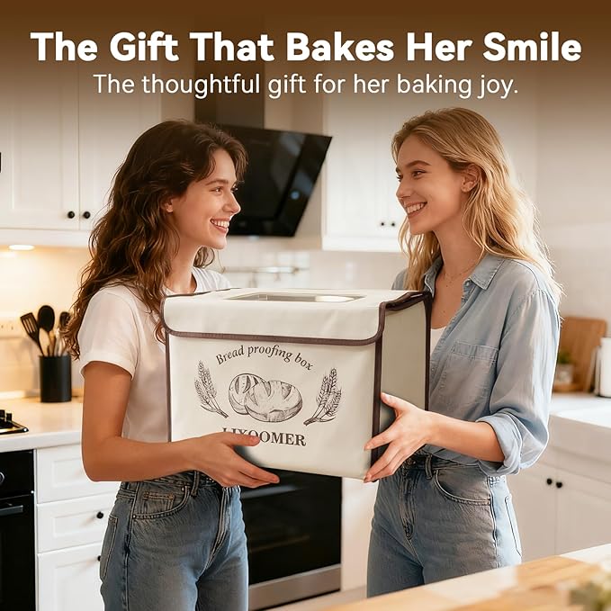 Collapsible Bread Proofing Box with 68-115°F Temp Control & 48H Timer, Bread Making Kit with Dough Warming Box, Includes 7 Kitchen Baking Accessories