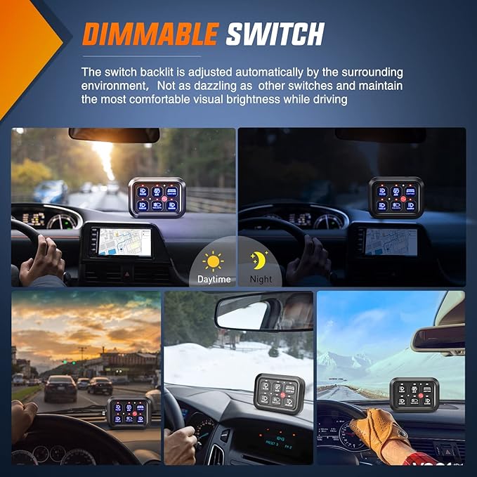 Nilight 6 Gang Switch Panel Universal Circuit Control Relay System with Fuse Wiring Harness Automatic Dimmable ON-Off LED Pod for Cars Trucks Boats ATV UTV SUV
