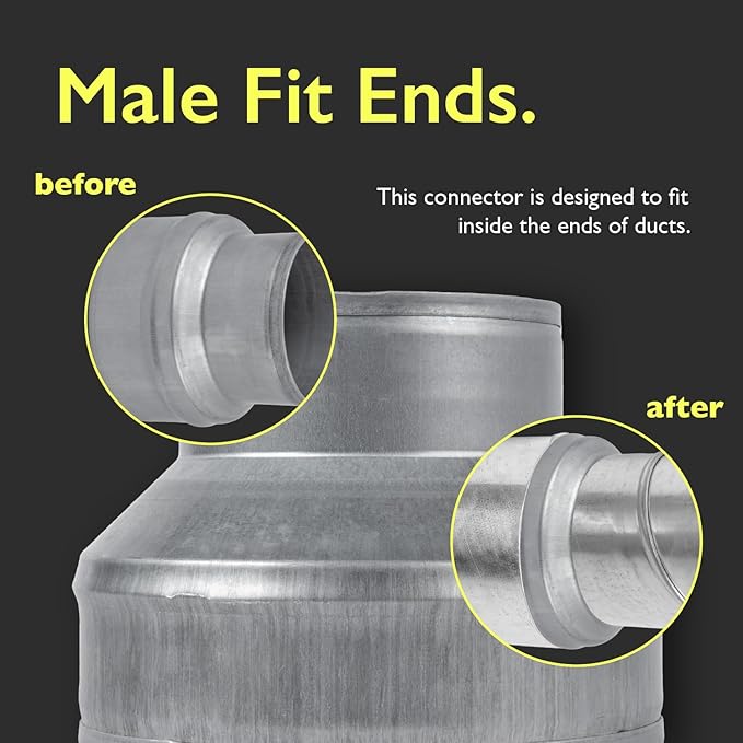 6" to 4" Inch Duct Pipe Adapter - Galvanized Steel HVAC Ducting Reducer for Ventilation - PVC Pipe, Hose Coupler - Heavy Duty Exhaust, Air Conditioner Fittings - Vent Flange Connector