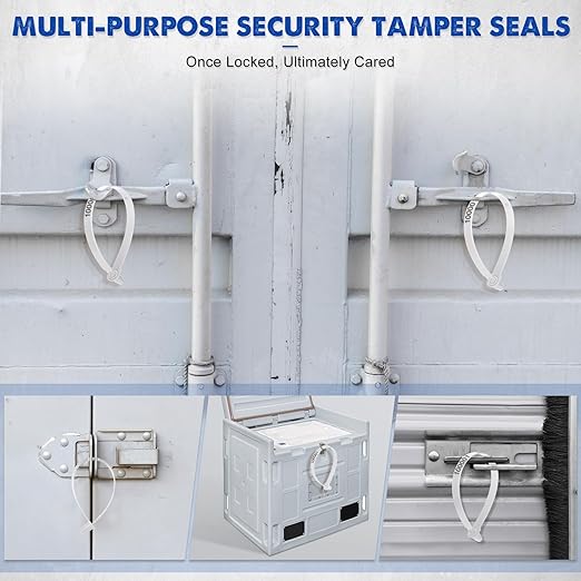Roowest 1000 Pcs Plastic Truck Trailer Door Seals, Tamper Evident Security Tags, Numbered Safety Disposable Locks for Container Logistics Transport Package Shipping(White)