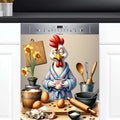 Dishwasher Magnet Cover Funny Rooster Flower Front Dishwasher Cover Decoration Reusable Magnetic Door Cover Panel Decal Home Appliances Stickers Kitchen Refrigerator Fridge 23"x26"