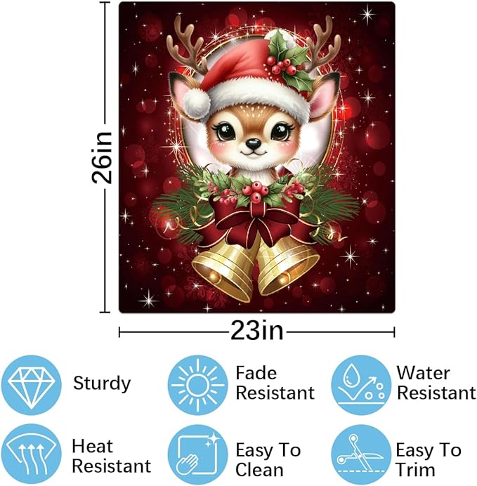 Christmas Xmas Bells Deer Dishwasher Magnet Cover Christmas Magnetic Dishwasher Decorative Cover Front Dishwasher Door Covers Dishwasher Covers Decor for Kitchen Home Appliances Gift 23" X 26"
