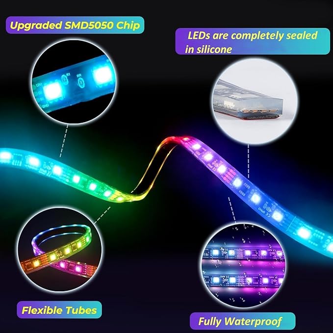 Battery Powered Golf Cart Canopy Lights, 2 Pcs 47.25 Inches Multicolor Golf Cart Roof Light with Remote, IP68 Fully Waterproof Golf Carts Underglow Led Strip Lights for EZGO Yamaha Club Car Boat