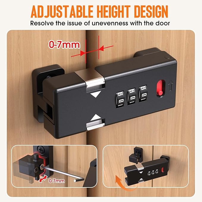 Keyless Cabinet Lock,Cabinet Password Locks with Luminous,3-Digit Combination Door Lock for Drawers, Barn Door, Bathroom, Outdoor, Closet, Fence,Protect Privacy(1PCS,Black)