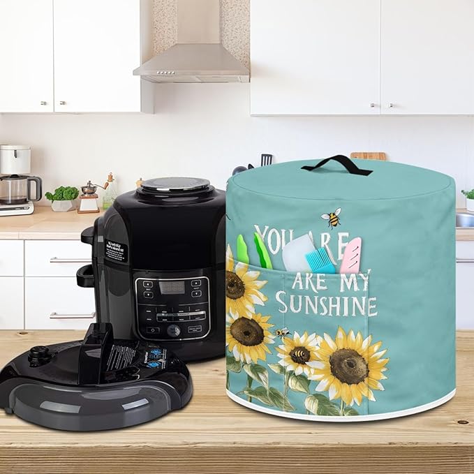 Air Fryer Dust Cover Compatible with 8 Quart, Dust Protection Pressure Cooker Cover with Top Handle and Storage Pockets for Women Wife Gift, You Are My Sunshine