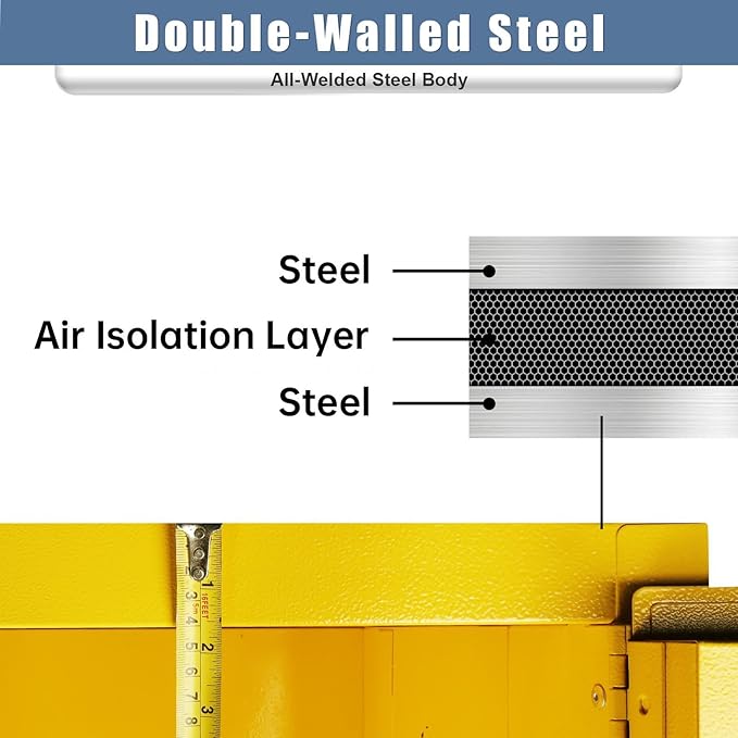 Flammable Cabinet 30 Gallon, Galvanized Steel Chemical Safety Cabinet, 3-Point Locking System & Adjustable Shelf for Warehouses, Industrial Use, Home Use & Commercial Facilities