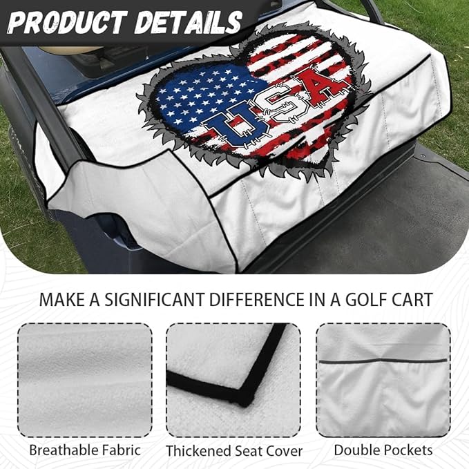 Golf Cart Seat Cushion Cover Featuring Waterproof Protection and Sweat Absorbing Fabric, Designed for Golf Courses, Communities and Utility Use