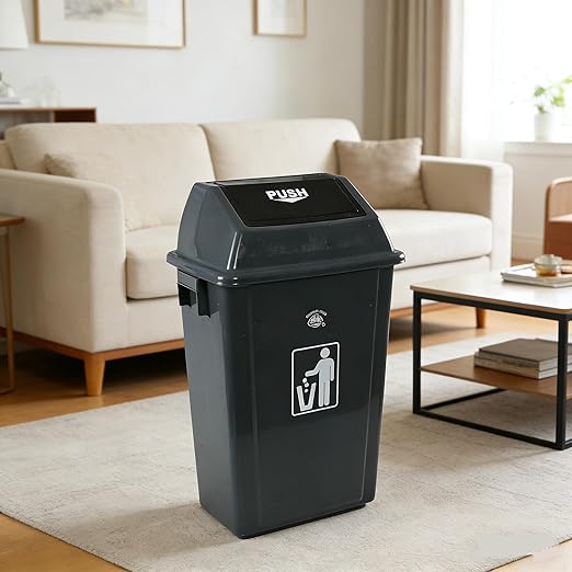 Kitchen Trash Can 13 Gallon with Swing Lid, Plastic Garbage Can Outdoor and Indoor, Recycle Bin and Waste Basket for Home, Office, Garage, Patio, Restaurant, Hotel, School (4 Pack)
