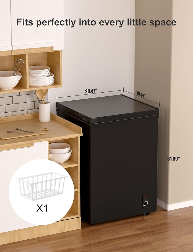 Bodacious Ultra Quiet Deep Freezer – 5.0 Cu Ft, Compact Design, Fast Freeze, Low Power Consumption, Ideal for Home, Restaurant & Small Shops