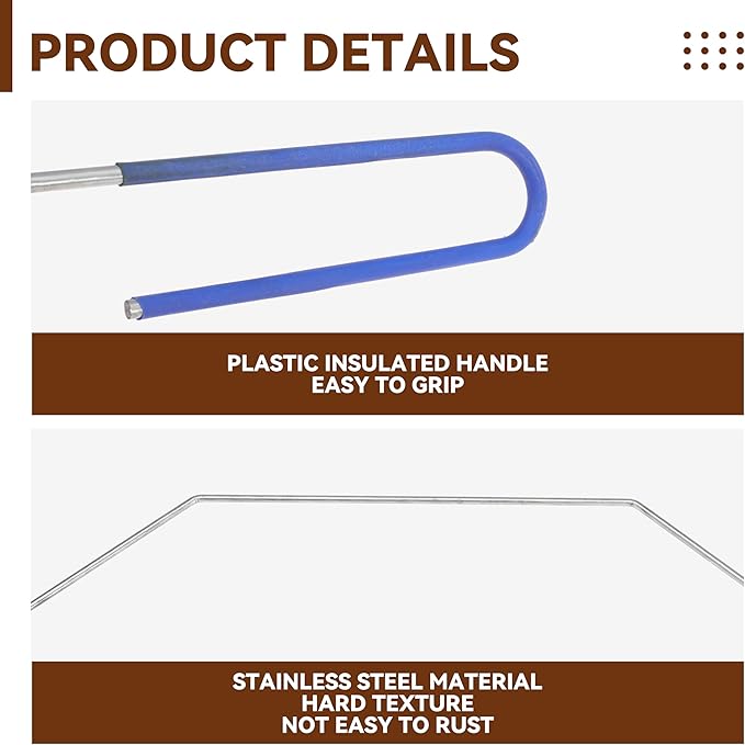 Deep Fryer Cleanout Rod 25" Stainless Steel Angled Drain Cleaning Unclogger Tool for Commercial Kitchen, Restaurant Fryer, 2 PCS