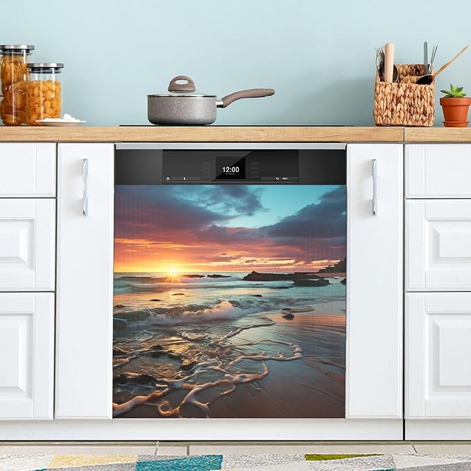 senya Dishwasher Magnet Cover Panel for The Front Foamy Waves Dish Washer Door Sticker