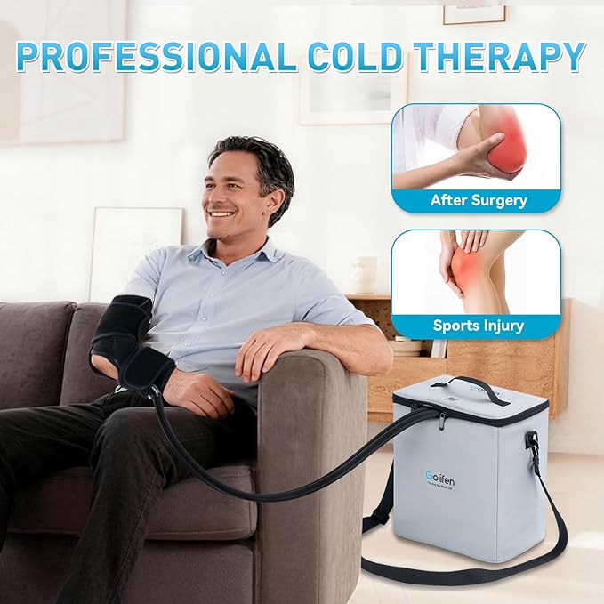 Cold Therapy Machine with Programmable Timer, Portable Ice Machine for Knee After Surgery, Cryotherapy Pain Relief with Compression Pad