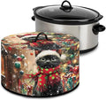 Black Cat Christmas Tree Print Slow Cooker Dust Cover with Top Handle Kitchen Gadgets Dust-Resistant Rice Cooker Cover Keep Kitchen Clean with Pocket for Accessories Christmas Decor