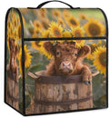 Kitchen Aid Mixer Cover Sunflowers Cute Highland Cow Stand Mixer Cover Compatible with 6-8 Quarts Stand Mixers, Dust Covers with Zipper Pocket Foldable Washable Kitchen Aid Organizer Bag