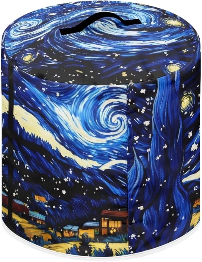 Starry Night 3D Printed Pressure Cooker Cover with Handle and Pocket Dust Cover for Rice Cooker, Instant Pot, Air Fryer, Durable and Washable, Dust Proof for Small Electric Appliance