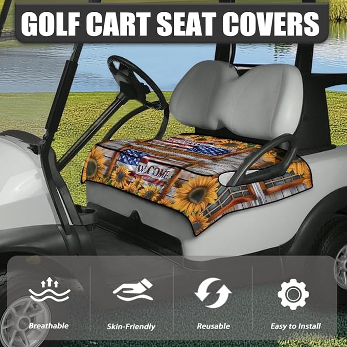 Golf Cart Seat Cushion Cover with Breathable Microfiber Fabric and Secure Fit for Long Outdoor Rides