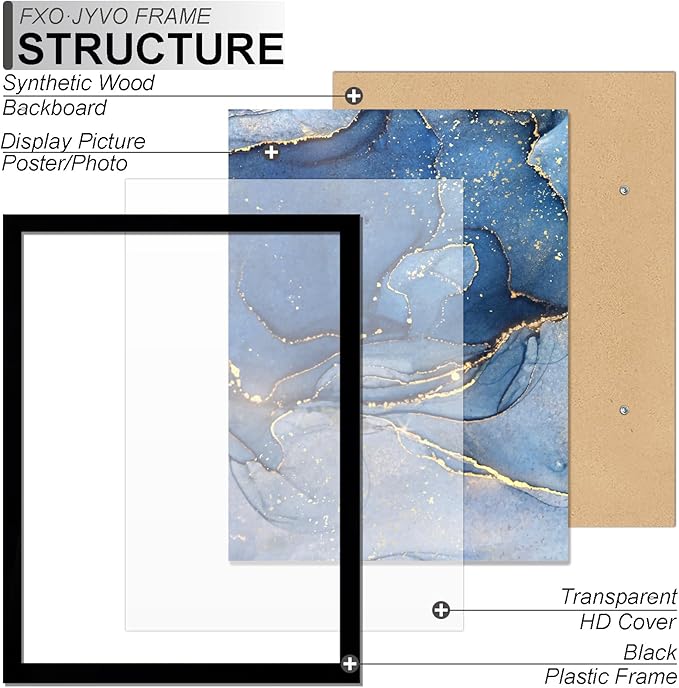 8.5 x 14 Picture Frame, Black Frame for 8.5x14 Inch Picture Poster Photo, Light Weight and High Transparent 8.5 by 14 Frame for Wall - 1 Pack/Black/8.5"x14"