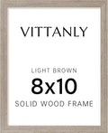 Vittanly 8x10 Picture Frame, Solid Wood Frame with Plexiglass, Includes 5x7 Mat, Wall Hanging or Tabletop for Home Decor, Light Brown, 1 Pack
