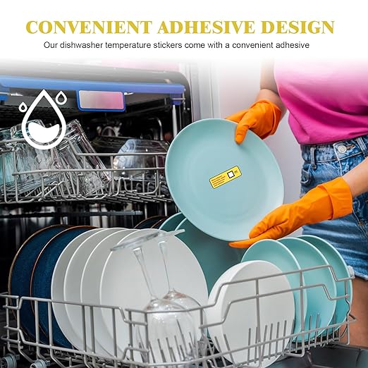 24 Count Dishwasher Temperature Test Strips 160℉/71℃ Bulk Heat Test Labels for Commercial Home Dishwashers Waterproof Adhesive Stickers