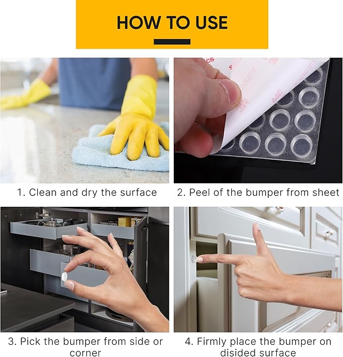 118 Clear Cabinet Bumper Pads – Self-Adhesive Silicone Set with 5 Shapes for Doors, Drawers & Furniture – Sound Dampening Pads for Surface Protection