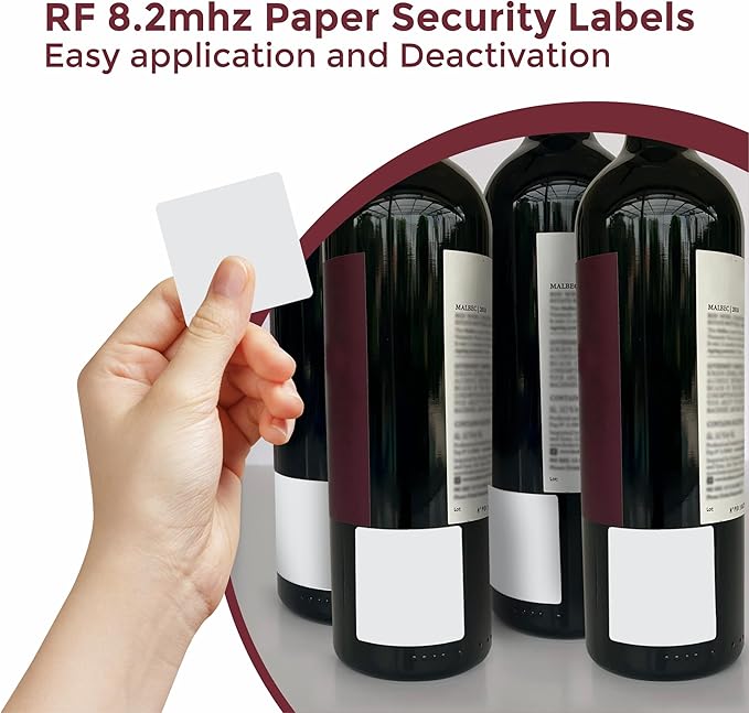 1000 Paper Security Labels 1.5 X 1.5 Inch RF 8.2Mhz White Checkpoint Compatible – Practical and Effective Anti-Theft Labels for EAS Loss Prevention Systems by Bullseye Protection