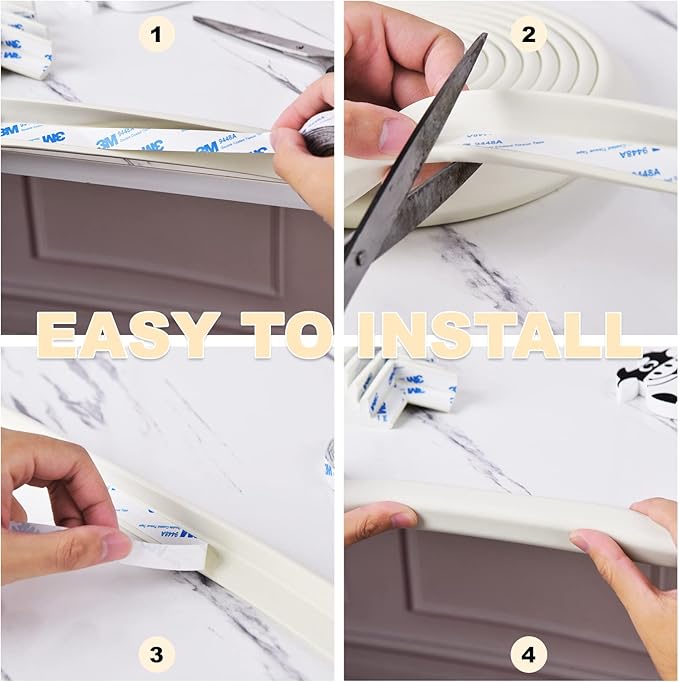 2 Pack Baby Proofing Edge and Corner Guards, (16.4ft Edge + 4 Corners) Safety Furniture Bumper, Baby Corner Protector for Fireplace, Table, Stair, Cabinet, 3M Adhesive, White