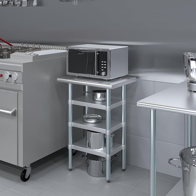 18 in. x 24 in. Stainless Steel Work Table with Three Bottom Shelves | NSF Kitchen Prep Table | Utitly Metal Table