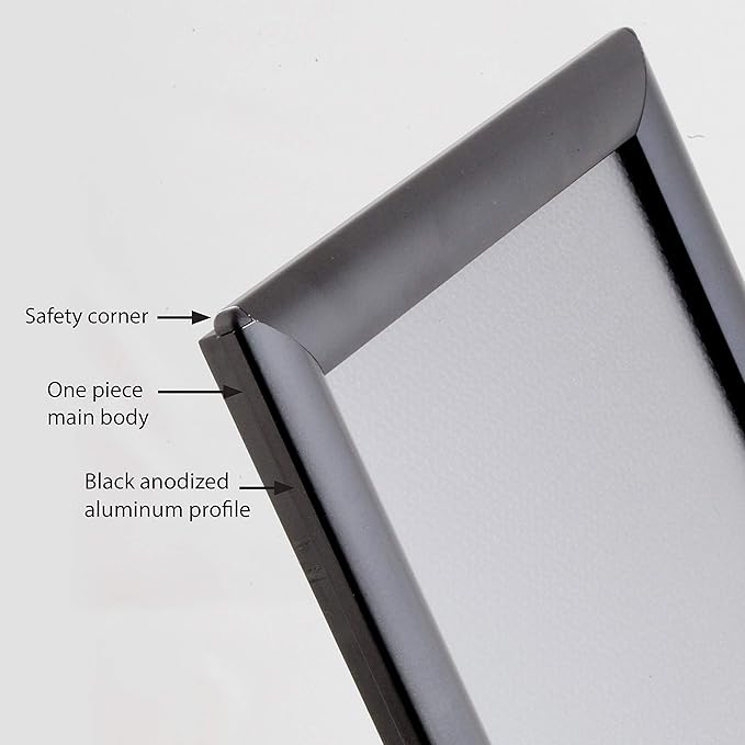 DisplaysMarket 8.5x11 Snap Frame for Wall Mount, Opti Frame, 1 inch Profile- Black, 200