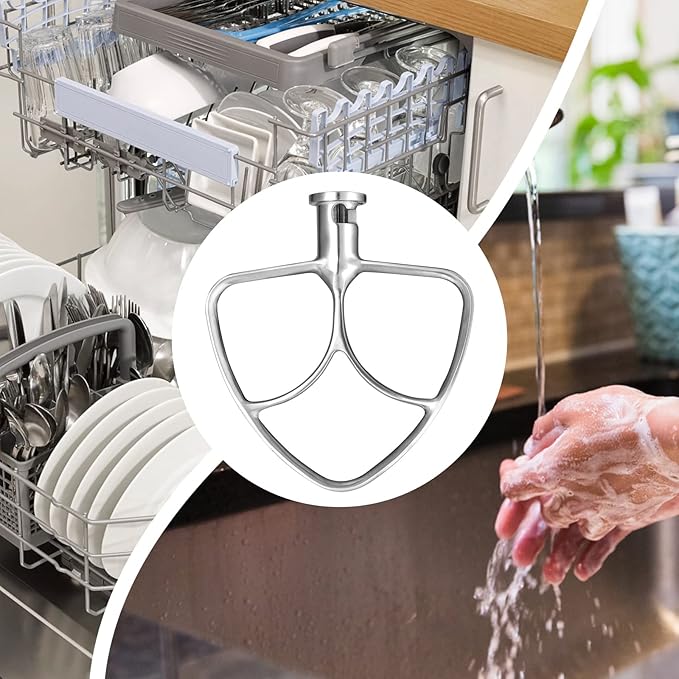 Gdrtwwh Stainless Steel Flat Beater Attachment for KitchenAid 4.5-5 Quart Tilt-Head Stand Mixer,Dishwasher Safe