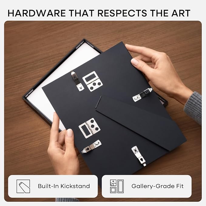 Homeforia 4x6 Picture Frame Black, High End Metal 4 x 6 Black Frames with Mat 3 x 5 for Art, 4x6 Desk Frame Matted to 3x5 inch Photo, 4 by 6 Wall or Tabletop Frames, Tempered Glass, Wall Kit, Set of 3