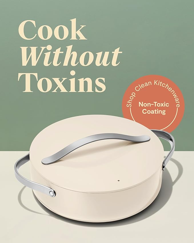 Caraway Rondeau - 6 Qt Non-Stick Pan with Lid - Free From Forever Chemicals - Perfect for Searing, Braising, & Roasting - Black
