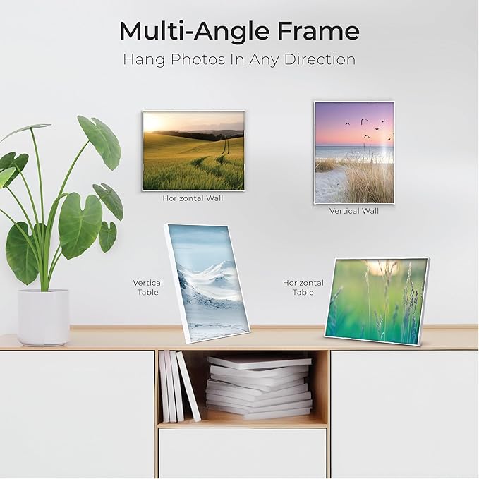 MANTELLO ESSENTIALS 8 x 10 Photo Frame Set, 8 x 10 White Picture Frames, Front Loading Picture Frames 8x10, Set of 6