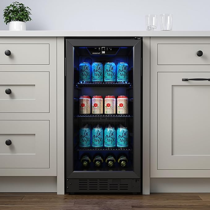 EdgeStar BBR901BL 15 Inch Wide 80 Can Built-In Beverage Center with Slim Design