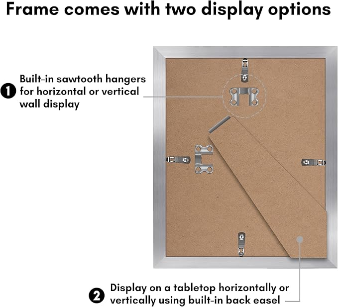 Americanflat 8x10 Picture Frame with Plexiglass - Set of 5 - Use as 5x7 Frame with Mat or Display 8x10 Photo Without Mat - Galleria Collection - Picture Frames for Tabletop or Wall - Silver