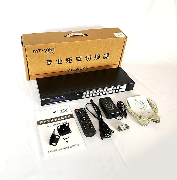 MT-VIKI 4K HDMI Matrix Switch 8X8 w/Web GUI & 3.5mm Stereo Audio Extraction w/IR Remote, 4K@30Hz, Rack Mount Switcher & Splitter, EDID, RS232, LAN Port, APP, Fit 1U 19'' Rack