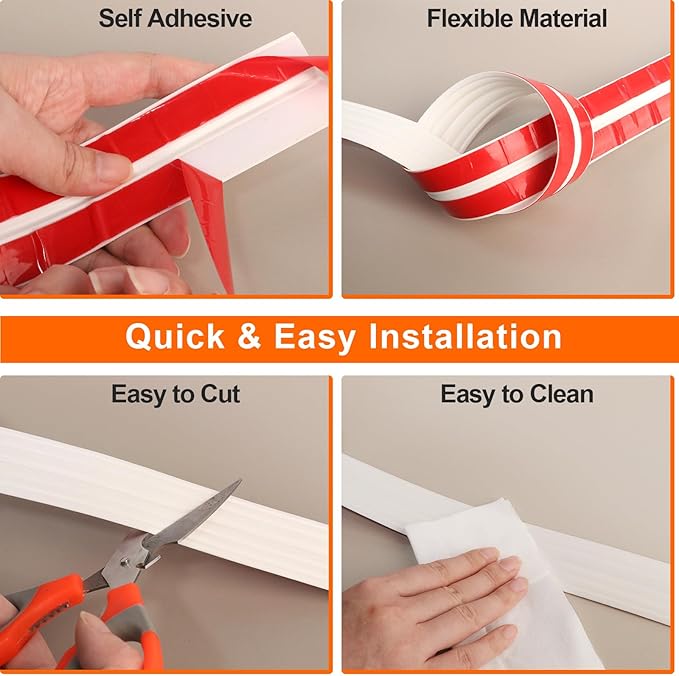 Wall Corner Protector & Edge Guard，Peel and Stick Wall Trim Moulding Inside & Outside Corner Molding Trim Caulk Strip, Self Adhesive Trim for Wall Edge,Ceiling,Countertop, 1.6” W x40’ L, White