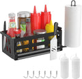 Griddle Caddy for Blackstone Griddles 28"/36"/Prep Cart, Blackstone Caddy with Squeeze Bottle, Blackstone Griddle Accessories Space Saver, BBQ Grill Storage Organizer with Magnetic Tool Holder