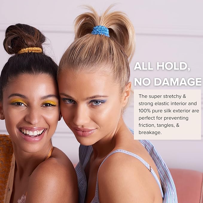 SILKE Hair Ties - Blossom | Luxurious Silk Scrunchies (6 Pack) for Women | All-Hold, No-Damage Hair Ties for All Hair Types & Styles