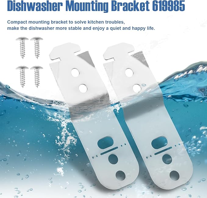 4PCS 619985 00619985 Dishwasher Mounting Bracket Fit for Bosch Dishwasher Mounting Clips Dishwasher Anti Tip Bracket Kit Replaces AP4538351 00605007 00628371 628371 605007
