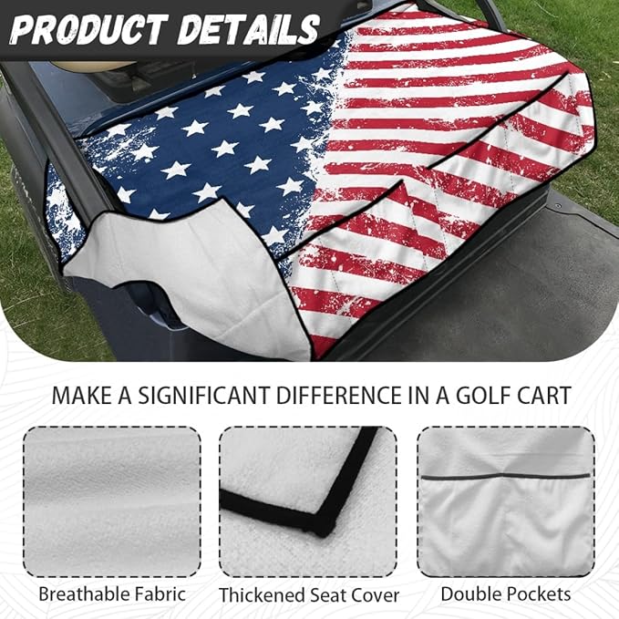 Golf Cart Seat Cushion Cover Featuring Universal Fit Design, Waterproof Protection and Comfortable Fabric for Golf Course Riding
