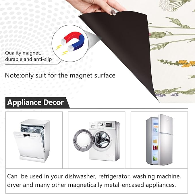 Flowers Herbs Wildflowers Botanical Dishwasher Magnet Cover Sticker Magnetic Refrigerator Panel Front Door Fridge Microwave Decal Decorative