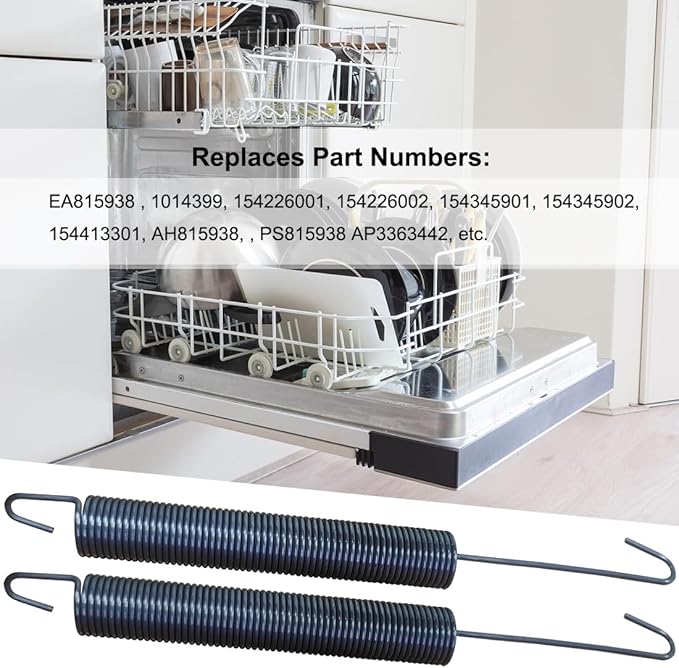2 Pack 154430501 Dishwasher Door Spring for Frigidaire, Kenmore, Crosley, Westinghouse, Gibson, Tappan, Uni, and Kelvinator Dishwasher Compatible AP3363442 154345901 1014399 154226001 154226002